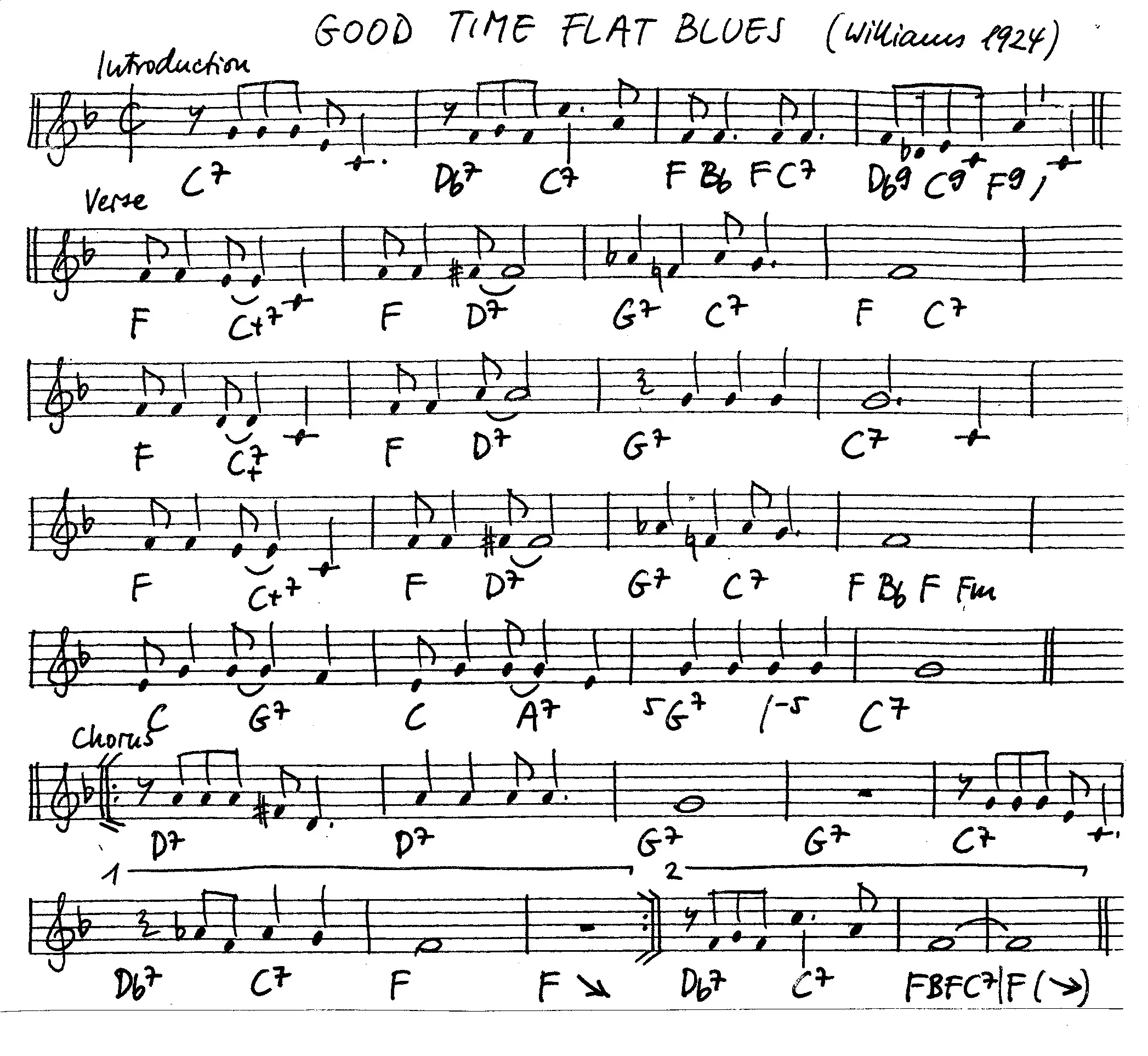 good time flat blues free jazz leadsheet - Courtesy of the Jungle Jazz Band